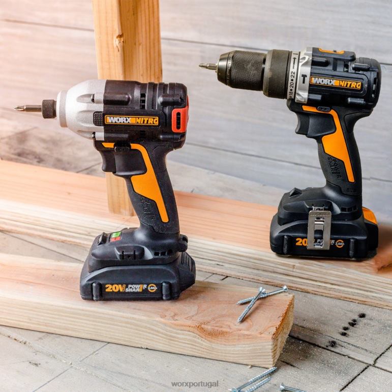 ferramentas elétricas kit combinado de chave de impacto nitro 20v e furadeira de impacto WORX 66DHN122