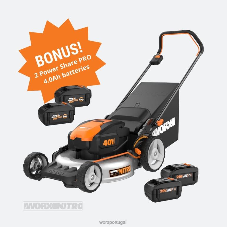 ferramentas de jardim nitro 40v power share 20 '' cortador de grama sem fio + 2 baterias bônus 4.0ah WORX 66DHN58