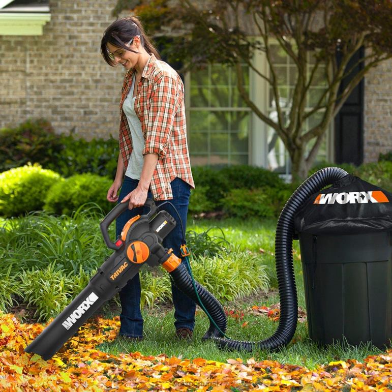 ferramentas de jardim trivac soprador elétrico 3 em 1 de 12 A / triturador / aspirador de quintal com sistema de coleta de folhas WORX 66DHN34